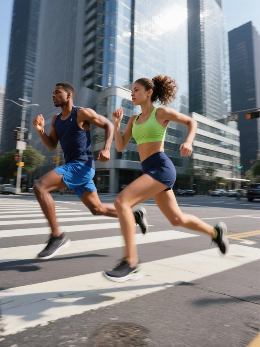 Runners exercising together