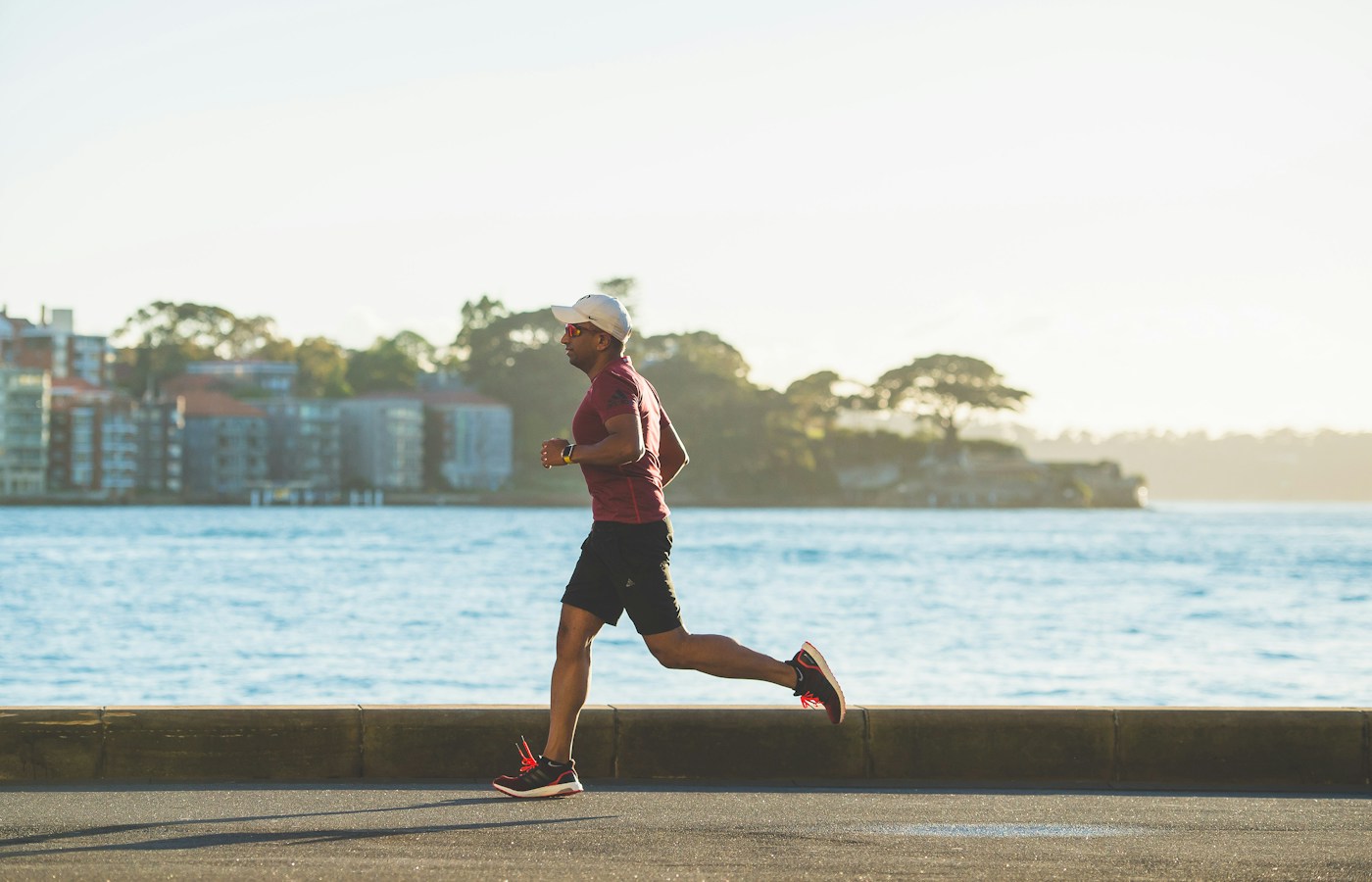 Running outdoors during the day
